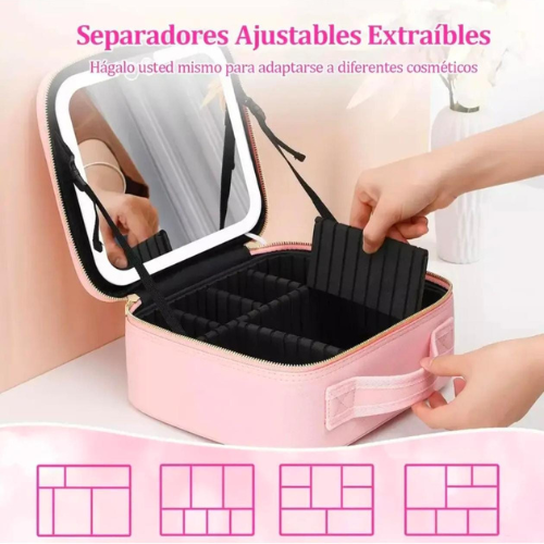 Organizador para maquillaje con espejo y luz maquillaje