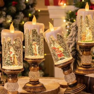 6 UNIDADES VELAS CON LUZ NAVIDEÑAS