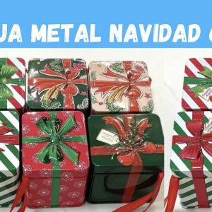 12 UNIDADES CAJA METALICA FORMA REGALO NAVIDAD